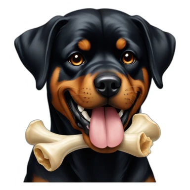 Rottweiler dog with bone in mouth sticker