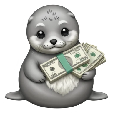 Baby seal holding a lot of money  sticker