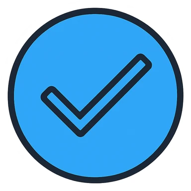 blue tick icon, simple, clean, suitable for use as a verification badge sticker