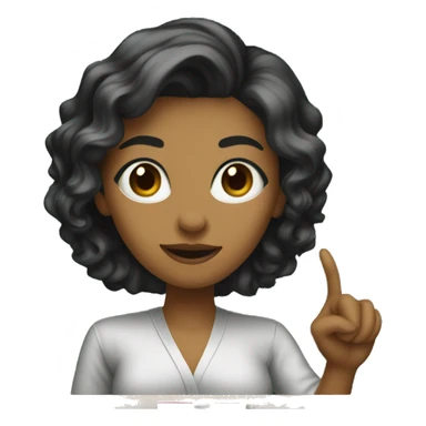 A female researcher in her 20s wearing a gown. Her hair is black short and her skin is white. She is pointing at a blackboard sticker