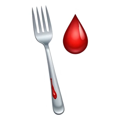 fork with a drop of blood sticker