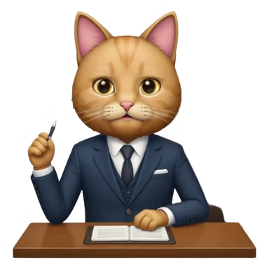 cat with a beard in the office boss sticker