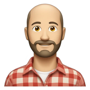 white man around 40. black short hair. with beard. wear a scarlet check shirt. sticker