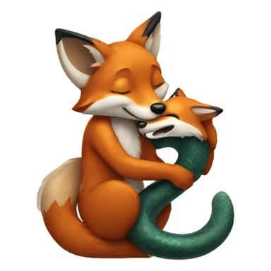 fox hugs snake sticker