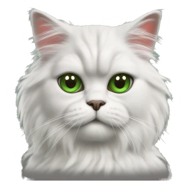 Persian cat with a mongrel with gray-white-black hair with green eyes nose and mouth with white wool under the eye red spot sticker