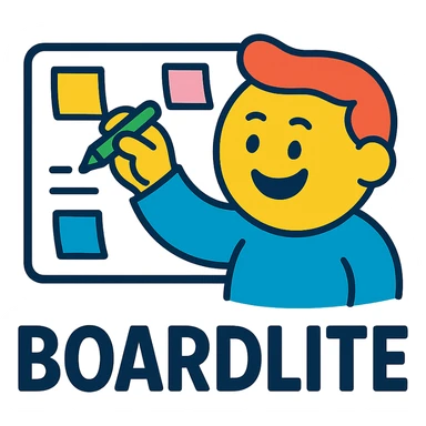 logo for an app called Boardlite, playful and creative, vibrant colors, digital sticky notes or whiteboard, friendly and inviting sticker