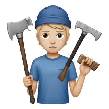 13 y/o Brian robeson at the beginning of Hatchet
distressed, has hatchet sticker