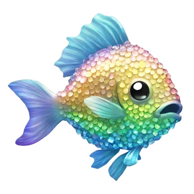 Kawaii bedazzled iridescent fish kissing eachother  sticker