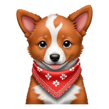Red heeler puppy wearing a bandana around neck sticker