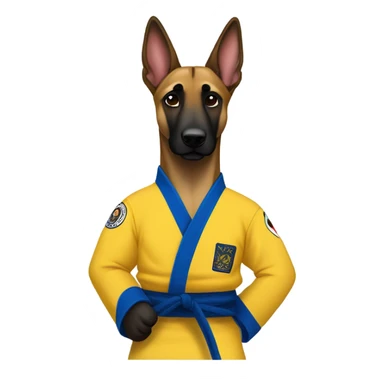 Belgian malinois wearing jiujitsu gi sticker