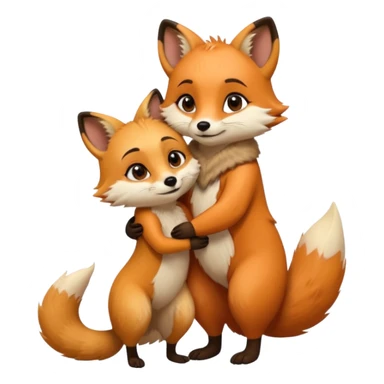 A cute female 9 tail fox hugging a meerkat sticker