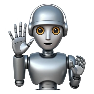 robot asking with hand sticker