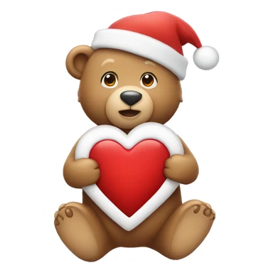 Christmas bear holding christmas heart with two hands sticker