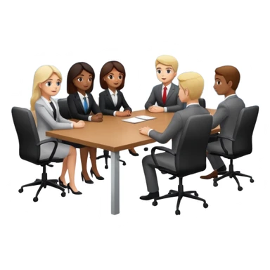 a group of coworkers in meeting room in long rectangular table sticker