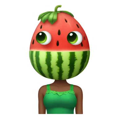 Watermelon wearing a green tutu on its head and a red tutu on its bottom sticker
