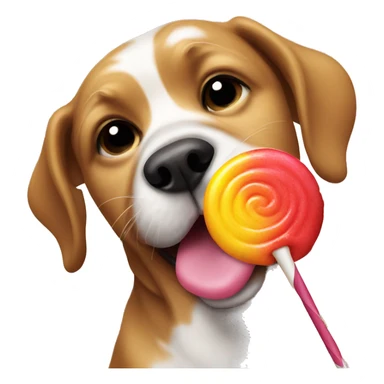 Dog licking a lollipop sticker