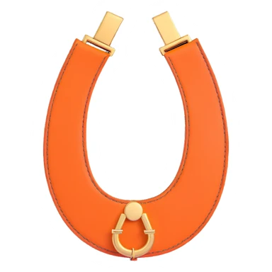 horseshoe, 3D, Hermès orange leather, gold accents, luxury, no text sticker