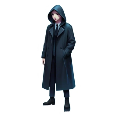 Movie Poster: A tense, gripping design with dramatic lighting. Include a mysterious figure in a dark coat standing in a rain-soaked alley, with glowing neon signs in the background. Shadows loom, and ominous shapes emerge from the mist. Suspenseful and cinematic atmosphere. Transparent background. sticker