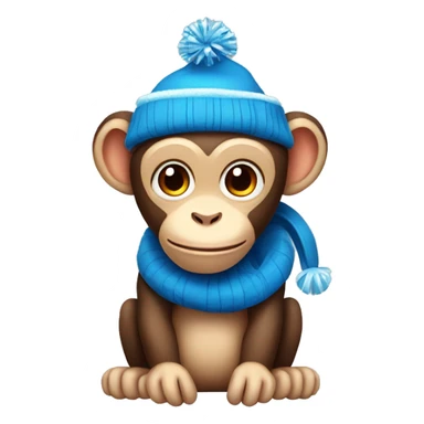 cute monkey with blue Christmas hat sticker