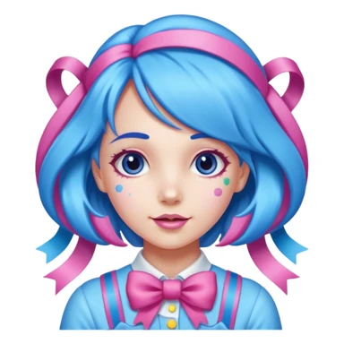 candy girl from candyland very long blue pink mixed candy hair with ribbon and  sticker