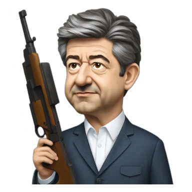 jean-luc mélenchon avec un famas sticker