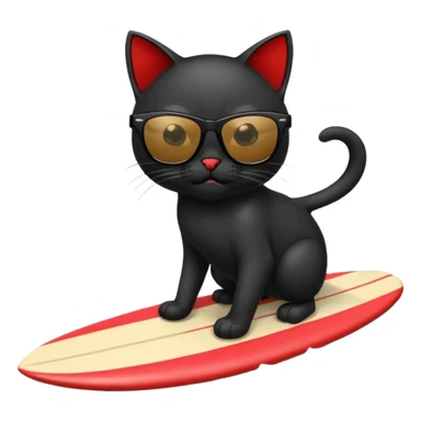 a bad kitty on the waves. make the cat look devlishish with a pair of black ray bans wayfers on. surfing  sticker