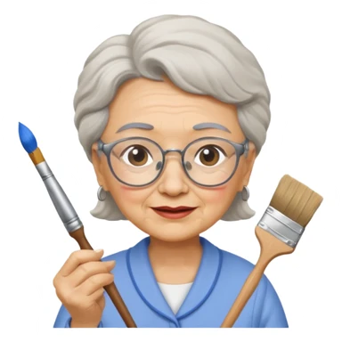Grandma is painting an house sticker