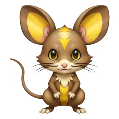 anime-style cute chibi Electric-elemental-type colorful dark-brown jerboa-Pokémon-Fakémon-creature with yellow zig-zag-stripes sticker