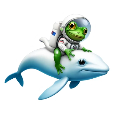 Frog wearing astronaut suit riding dolphin sticker