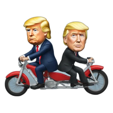 Donald trump et Emanuel Macron sur un vélo sticker