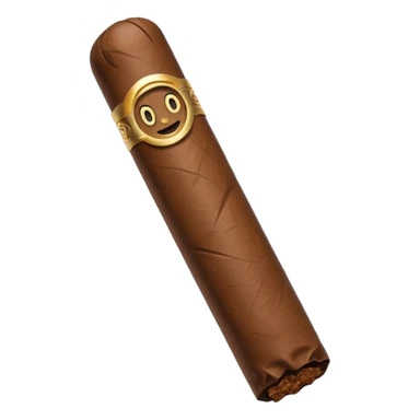 Emoji-style cigar icon, dark brown wrapper, subtle smoke, minimalistic, clean silhouette, metal details, no gold sticker