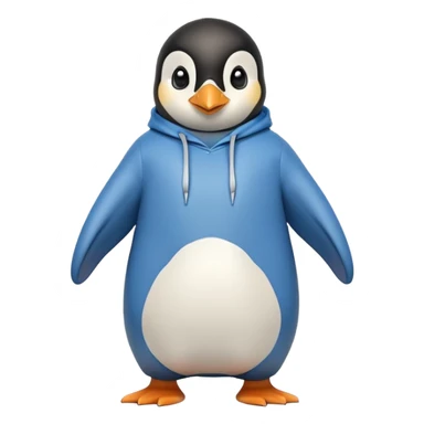 friendly anthropomorphised penguin in a hoodie and jeans standing with arms folded, looking surprised sticker