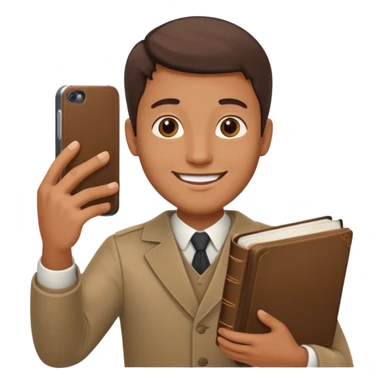 un homme avec une bible a la main qui fais un selfie  sticker