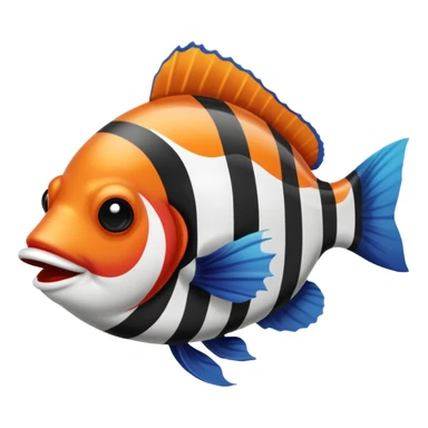 Poisson clown noir et blanc sticker