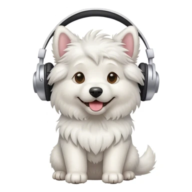 white dog with headphones sticker