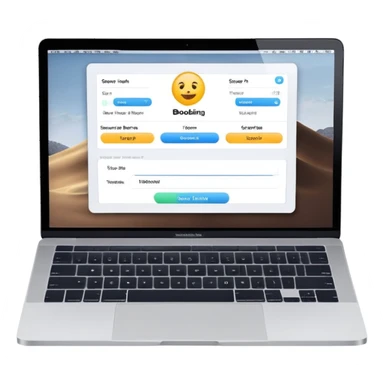 online booking system interface on MacBook screen sticker
