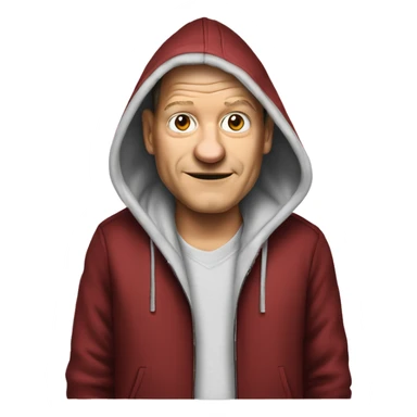 Olaf Scholz with a hoodie sticker