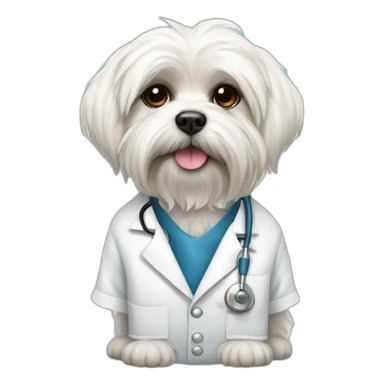 Male Maltese Shitzu in doctors outfit sticker