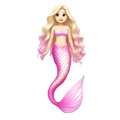 Iridescent mermaid tail full body white girl long hair pink sticker