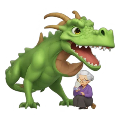 Dragon farting in an old lady sticker