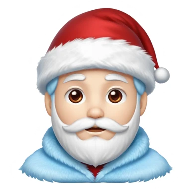 Fantasy human emoji portrait, Santa Claus hat with icy frost, simple winter mantle with icy blue fur trim and crimson inner fabric, northern winter aesthetic, calm heroic expression, clean flat emoji design, male/female variant
 sticker