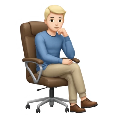 guy imitating thinker statue pose but with casual clothes and sitting in a office chair sticker