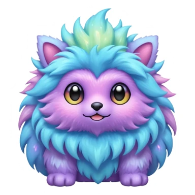 Pastel furry fluffy nebula glittery Randomly-colored sparkly exotic Fakémon-creature sticker