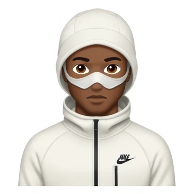 Black man with a ski mask on wearing a nike tech fleece sticker
