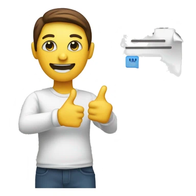 "A person holding a feedback form with a happy face emoji and a thumbs-up gesture, representing positive feedback."A person with a feedback form with happy face and thumbs up sticker