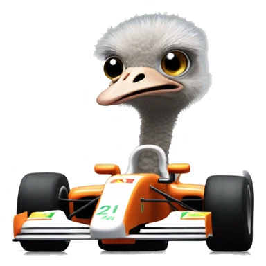 Ostrich in a f1 car sticker