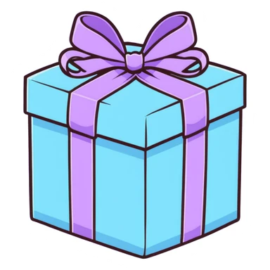 cute pastel gift box with ribbon, baby blue and lavender colors sticker