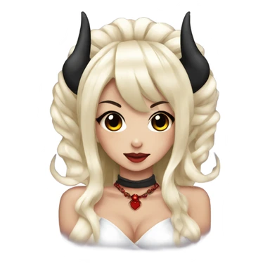 hime gyaru oni girl, red skin, black hair sticker