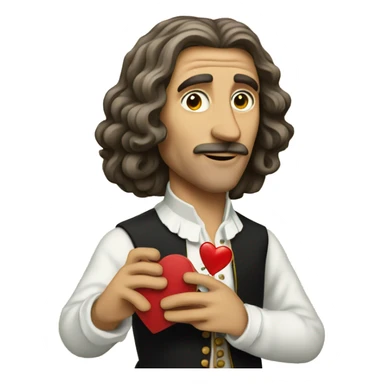 Molière holds a heart in his hand sticker