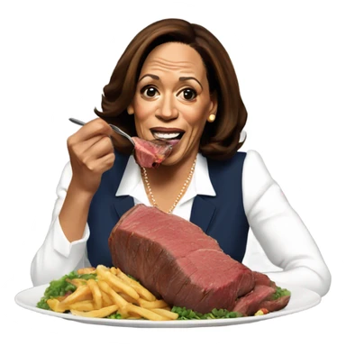 Kamala Harris eating beef sticker